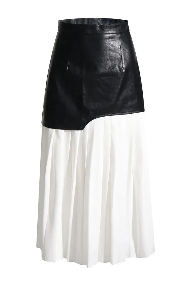 High Waist Patchwork Midi Skirt - View 6 | TEVQA