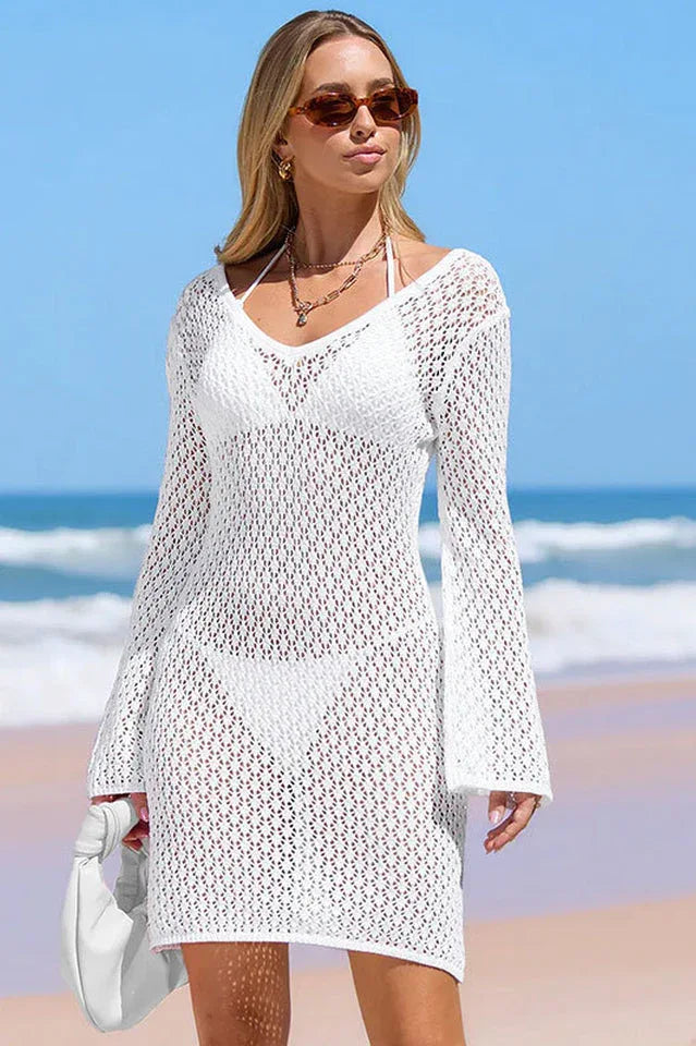 Malibu Bliss White Cover-Up Mini Dress - TEVQA