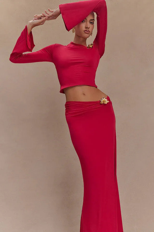 Ainsley Asymmetrical Maxi Skirt - TEVQA