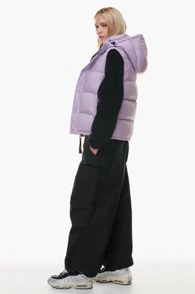 Cropped Puffer Vest with Matte Finish - View 16 | TEVQA
