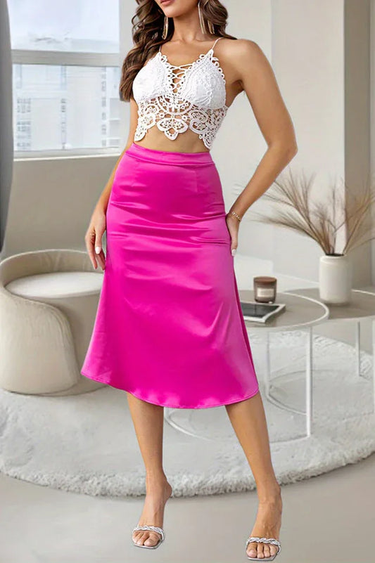 A-line Satin Skirt - TEVQA