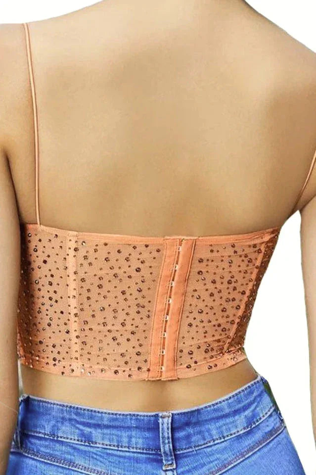 Tropical Dream Embellished Bustier Crop Top - TEVQA