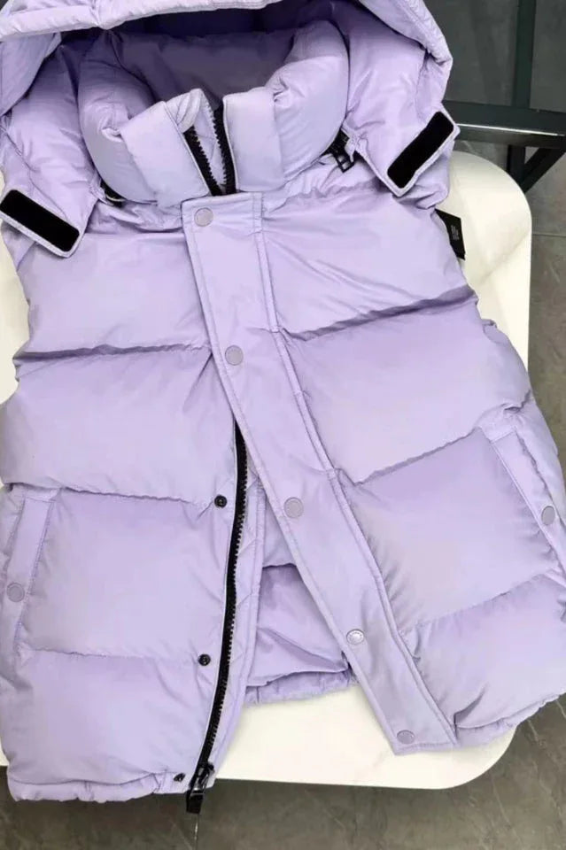 Cropped Puffer Vest with Matte Finish - View 17 | TEVQA