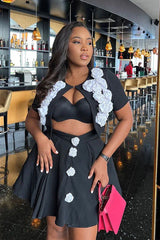 Floral Embellished Cropped Blazer Set - View 16 | TEVQA