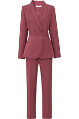 Lace Up Belt Waist Blazer Pants Suit - View 7 | TEVQA