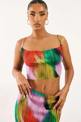 Pleated cow neck top and maxi skirt set - View 28 | TEVQA