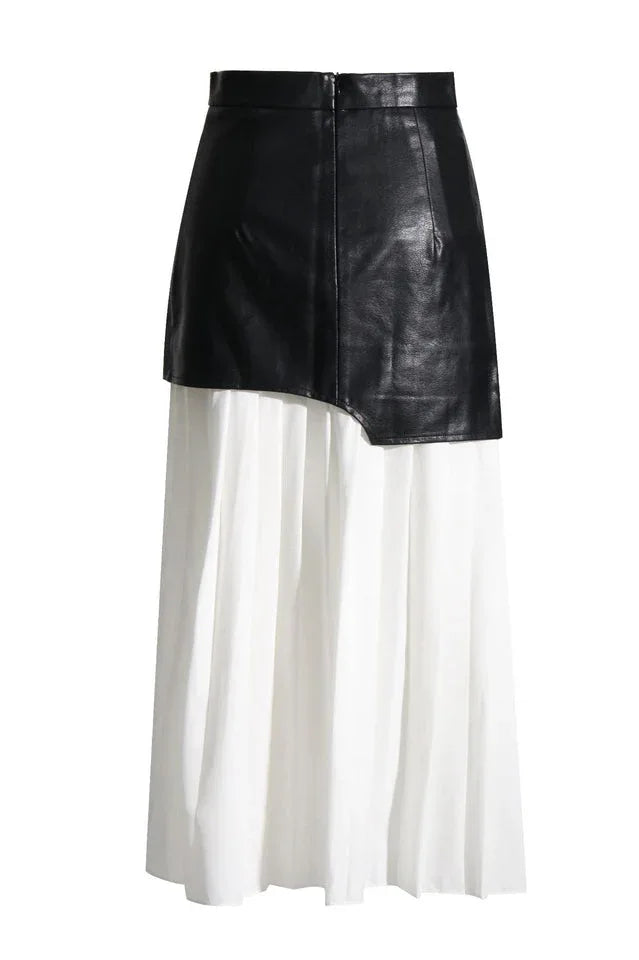 High Waist Patchwork Midi Skirt - View 7 | TEVQA