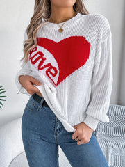Romantic Pink Heart LOVE Knit Sweater