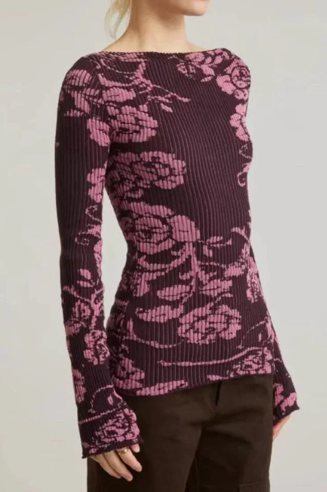 Vic Long Sleeve Rib-knit Top - TEVQA