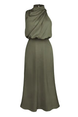 Satin Halter Neck Midi Dress - View 49 | TEVQA