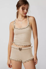 Ribbed knit corset top and shorts set - View 11 | TEVQA