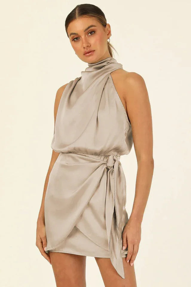 Santorini Satin Mini Dress - View 15 | TEVQA