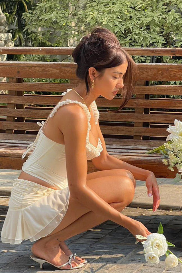 Amelia Corset Lace Up Ruffle Skirt Set | Dress In Beauty