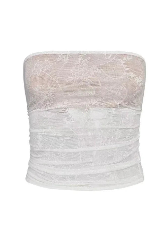 Strapless lace crop top - View 13 | TEVQA