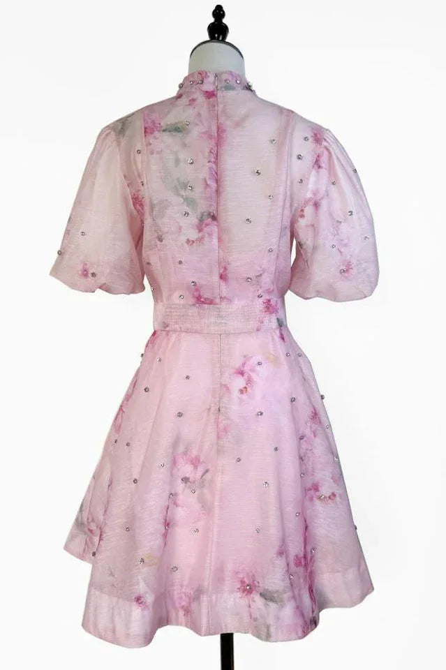 Caroline Floral Print Mini Dress - TEVQA