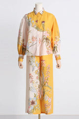 Floral Linen Shirt and Wide Leg Pants Set - View 7 | TEVQA