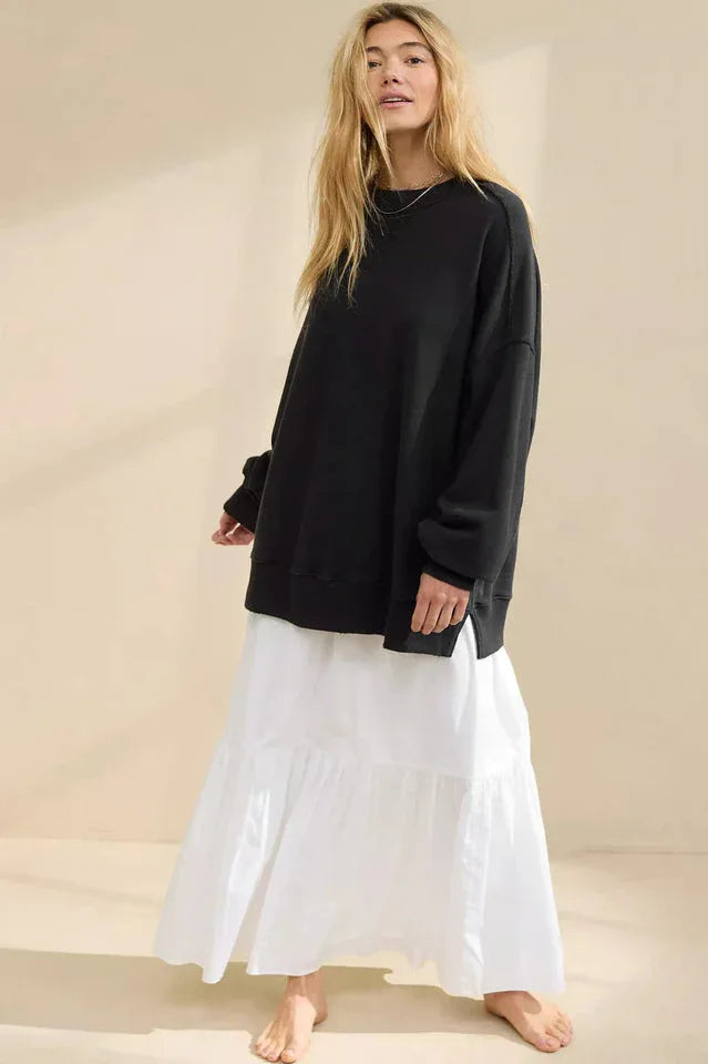 Comfy Chic Raw Seam Oversized Sweatshirt - TEVQA