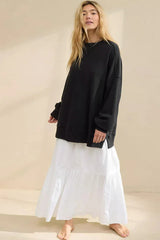Comfy Chic Raw Seam Oversized Sweatshirt - TEVQA