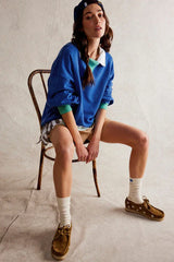 Comfy Chic Contrast Trim Oversized Sweatshirt - TEVQA