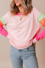 Playful Color Block Long Sleeve Top - TEVQA