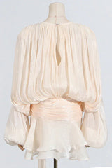 Apricot Ruffled Mini Dress with Flowing Silhouette - View 8 | TEVQA