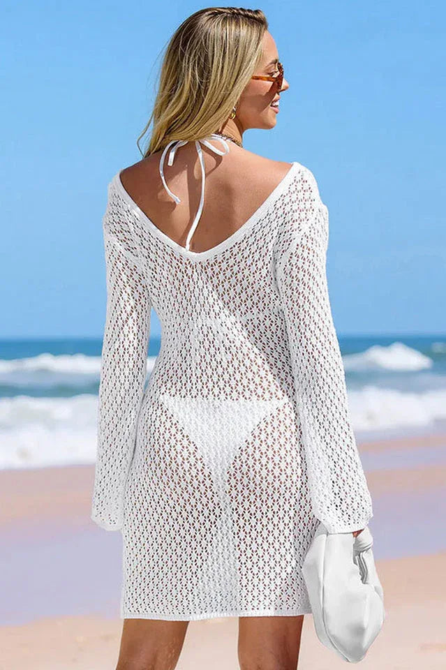 Malibu Bliss White Cover-Up Mini Dress - TEVQA