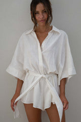 Loose Sleeve Tie Waist Romper | Dress In Beauty