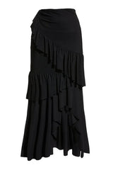 Camilla Resort Set featuring a 3D rose one-piece swimsuit and ruffled maxi skirt - View 7 | TEVQA