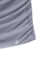 Gray ruched halter top with O-ring detail - View 9 | TEVQA