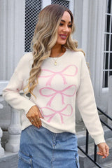 Black graphic bow knit sweater - View 8 | TEVQA