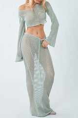 Cutout Cropped Knit & Maxi Skirt Set | Dress In Beauty