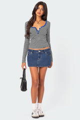 Buttoned Striped Long Sleeve T-Shirt | Dress In Beauty