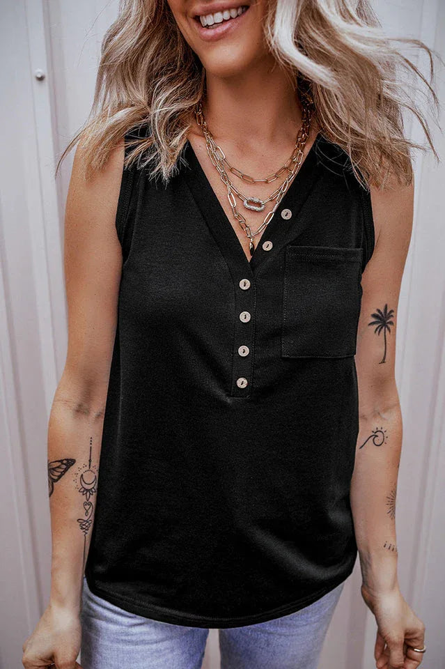 Casual V-Neck Tank Top - View 7 | TEVQA