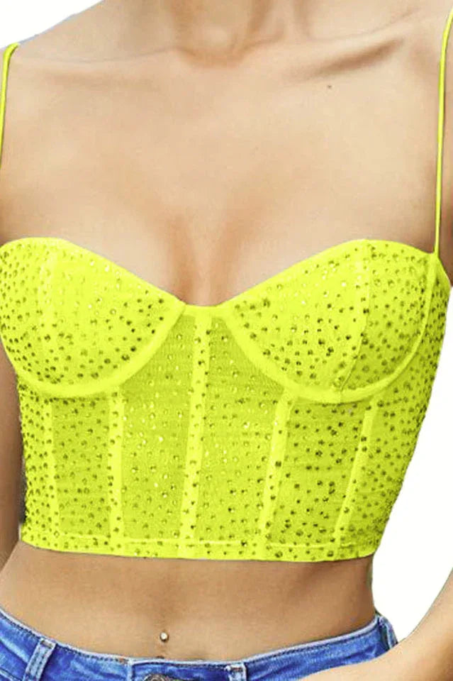 Tropical Dream Embellished Bustier Crop Top - TEVQA