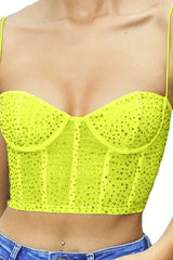 Tropical Dream Embellished Bustier Crop Top - TEVQA