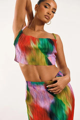 Pleated cow neck top and maxi skirt set - View 29 | TEVQA