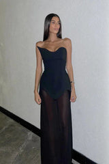 White Strapless Scarf Maxi Dress - TEVQA