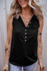 Lambert Olive Green Button-Front Henley Tank Top - View 11 | TEVQA