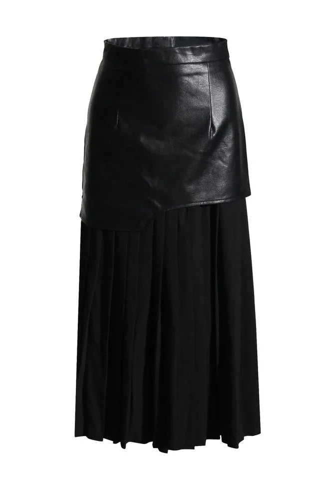 High Waist Patchwork Midi Skirt - View 8 | TEVQA
