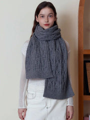 Chunky knit cable scarf - View 8 | TEVQA