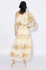 Floral Maxi Dress with Puff Sleeves - View 8 | TEVQA