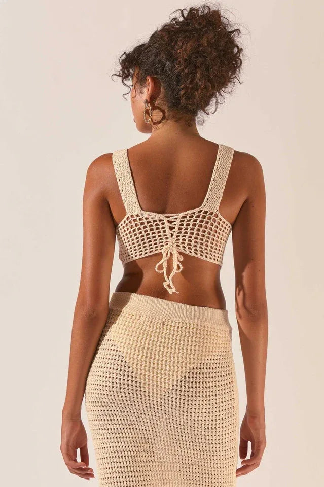 Crochet knit midi skirt set - View 6 | TEVQA