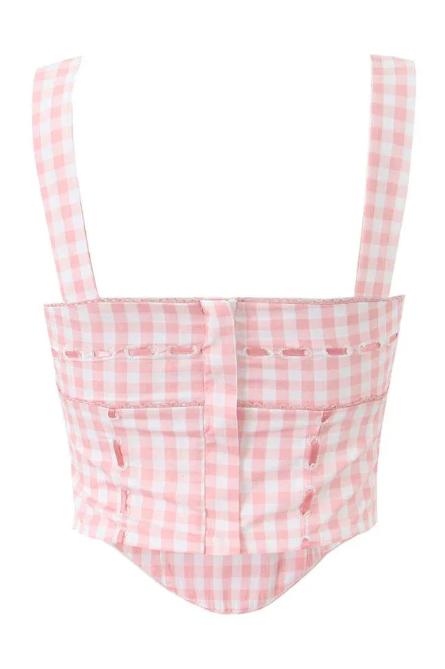 Gingham Corset Top - View 12 | TEVQA