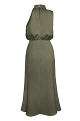 Satin Halter Neck Midi Dress - View 49 | TEVQA