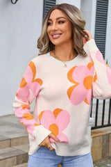 Bloom Oversized Floral Knit Sweater - TEVQA