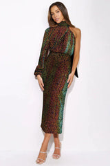 One-shoulder sequin midi dress - View 17 | TEVQA