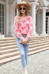 Textured Heart Knit Sweater - View 7 | TEVQA
