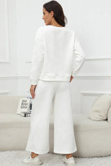 Textured Long Sleeve Top & Pants Set - TEVQA