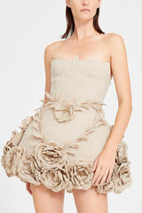Bice Nude Strapless Bustier Flower Dress | Dress In Beauty