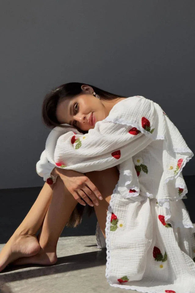 Strawberry Print Skirt Set - View 7 | TEVQA
